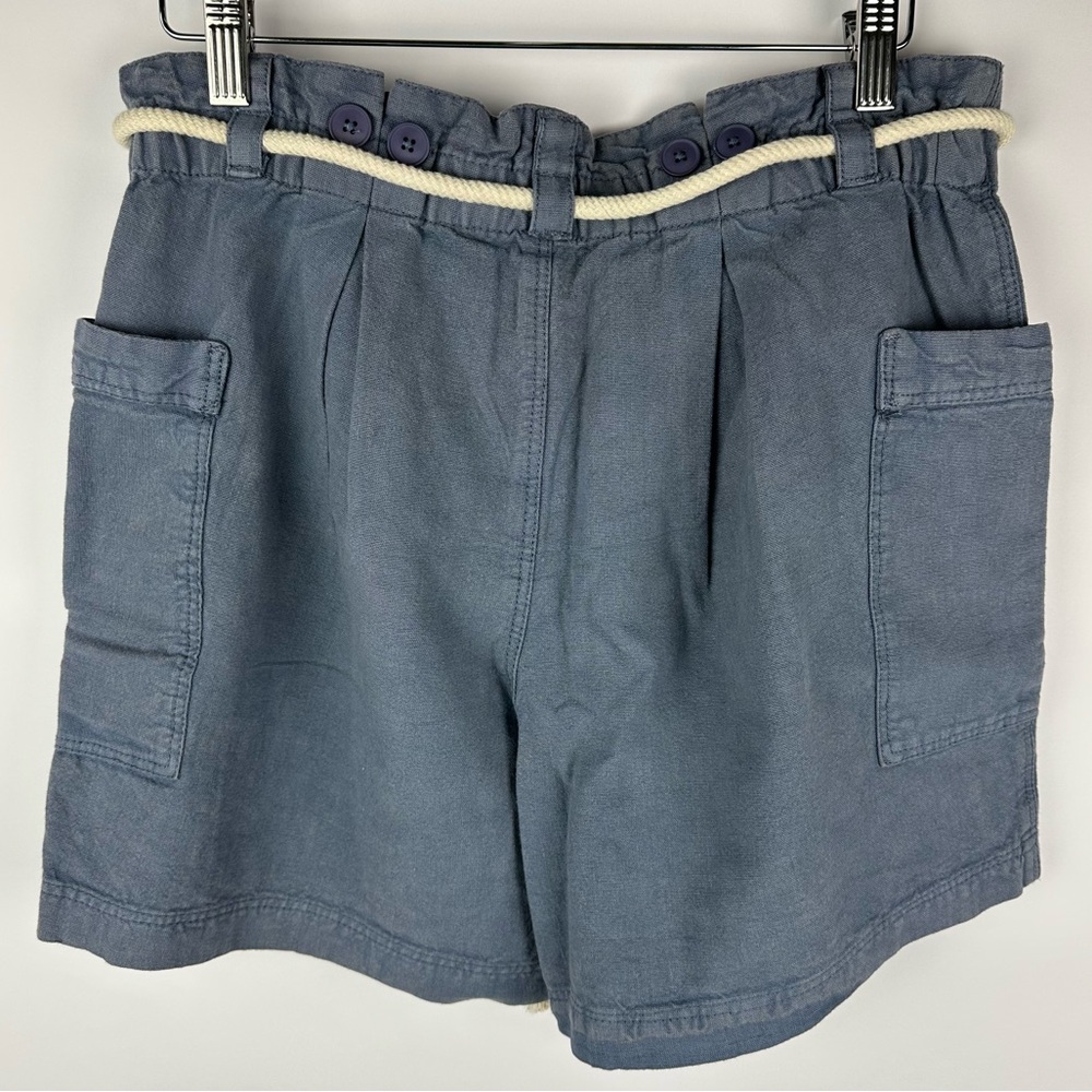 FREE PEOPLE Coney Beach Short NEW Blue Cotton Linen - Picture 4 of 5